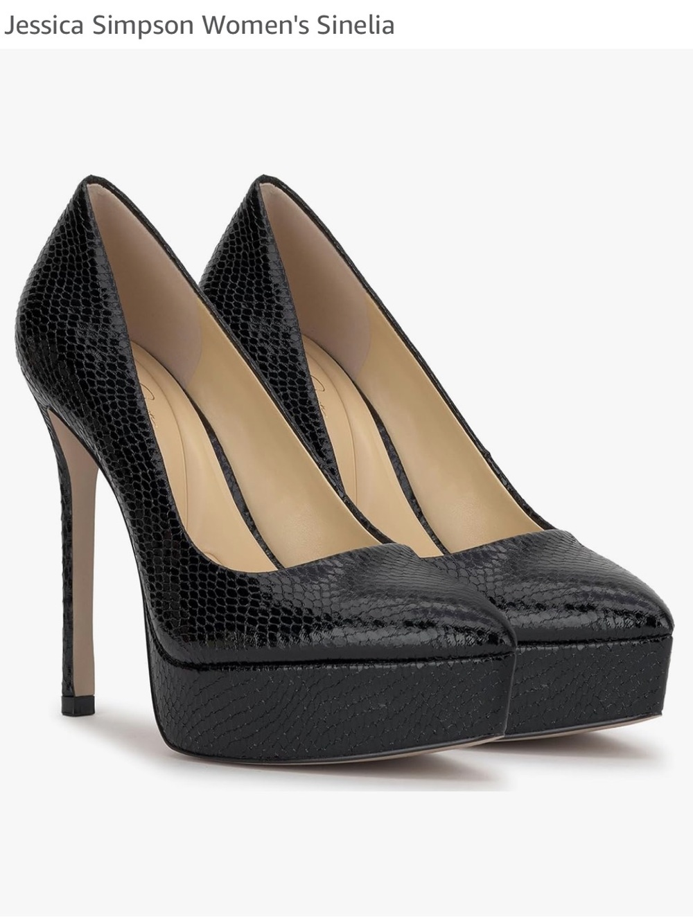 Jessica Simpson Black Snake-Embossed Platform Pump - Picture 8 of 15